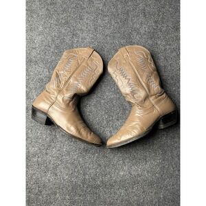 Mens Cowboy Boots Nocona Brown Leather Western USA Made, Size US 8.5 D